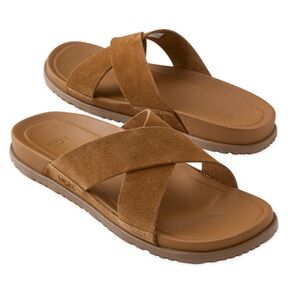 NWOT UGG Tan Suede Criss-Cross Slides